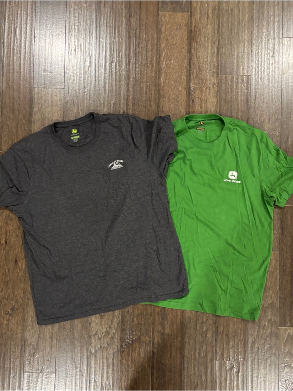 John Deere Bright Green Logo Tee with Charcoal Short-Sleeve Crew